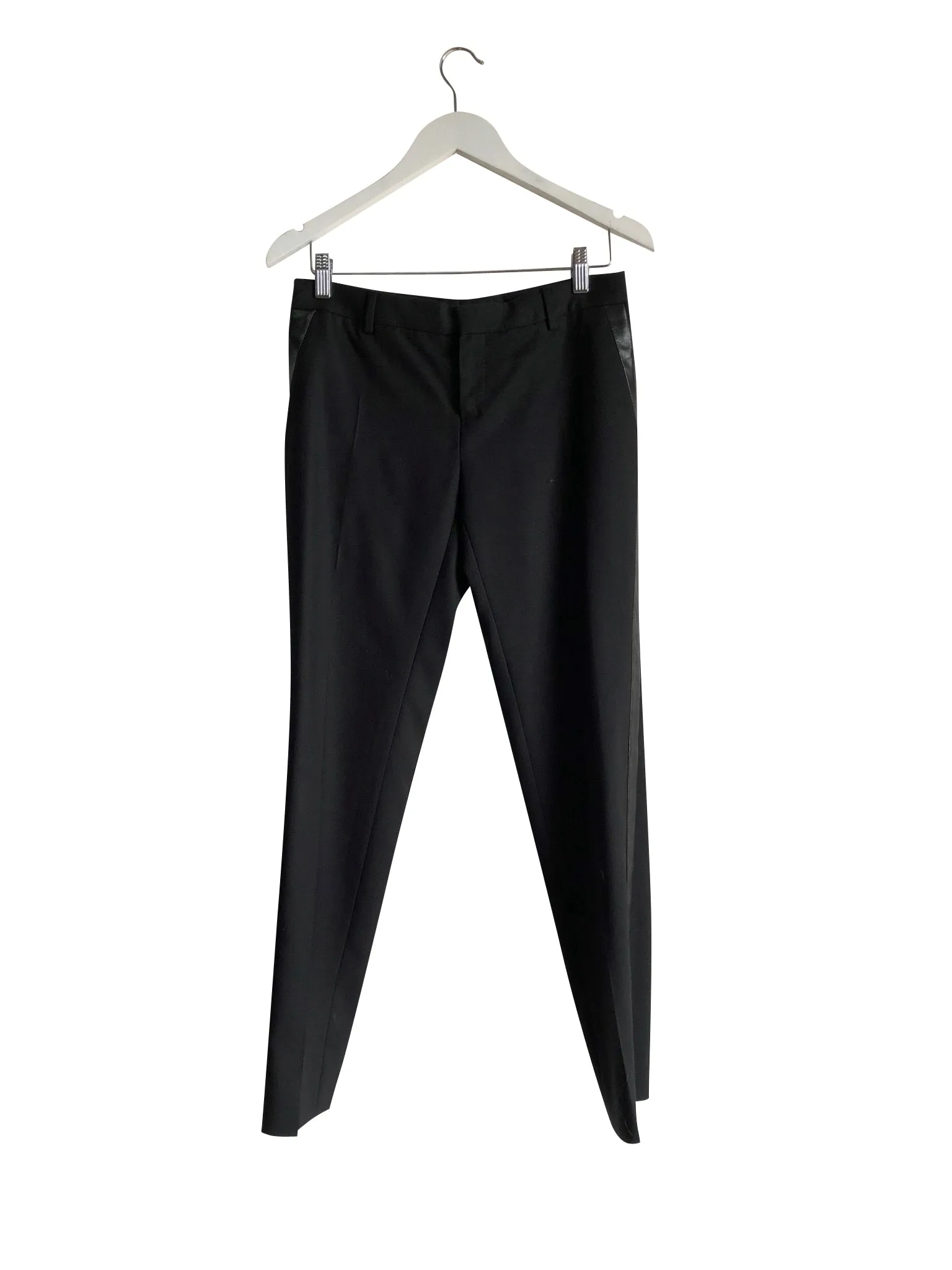 Saint Laurent Leather- Trimmed Wool-Twill Tuxedo Pants