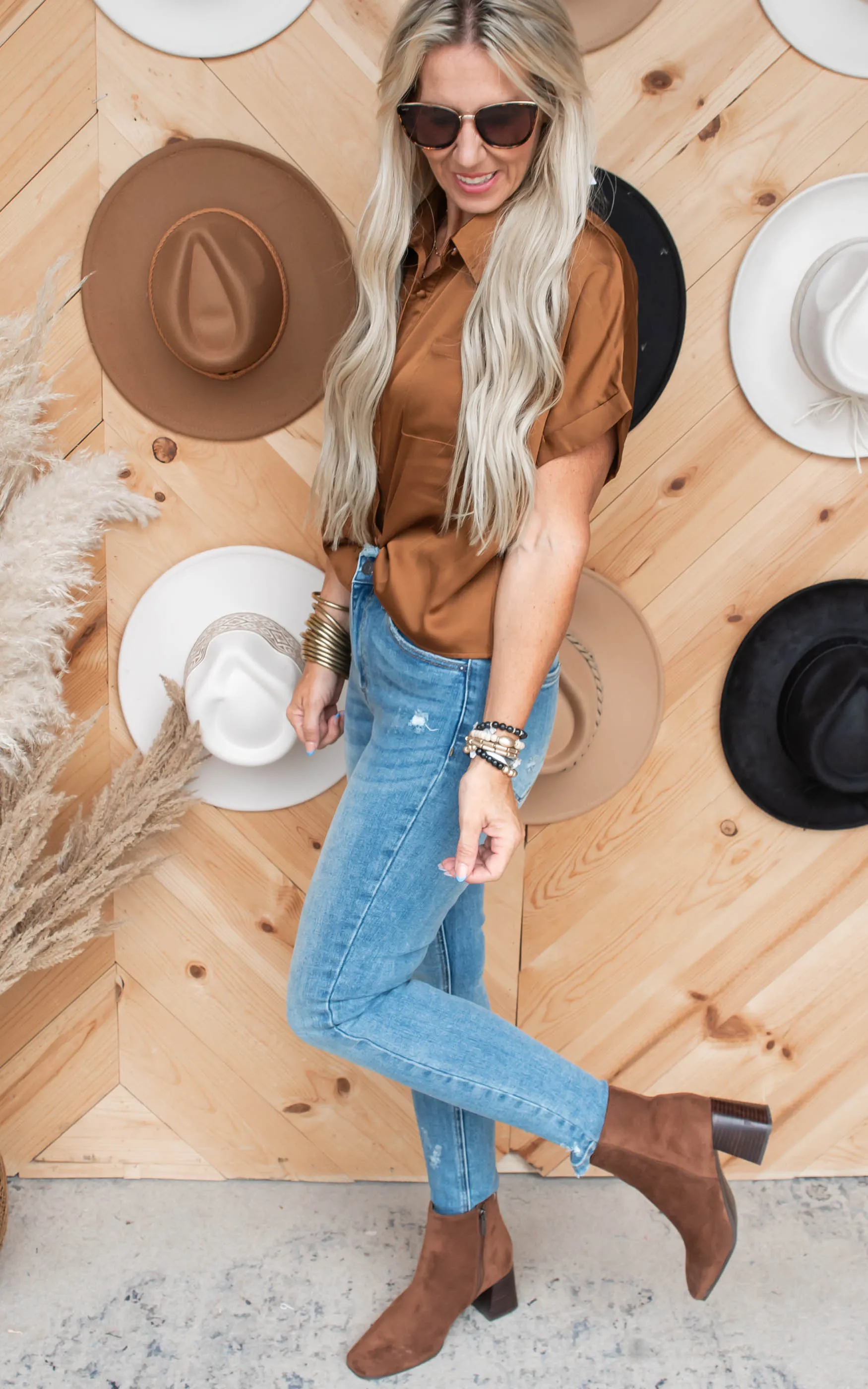 Satin Boxy Button Down Top - Final Sale