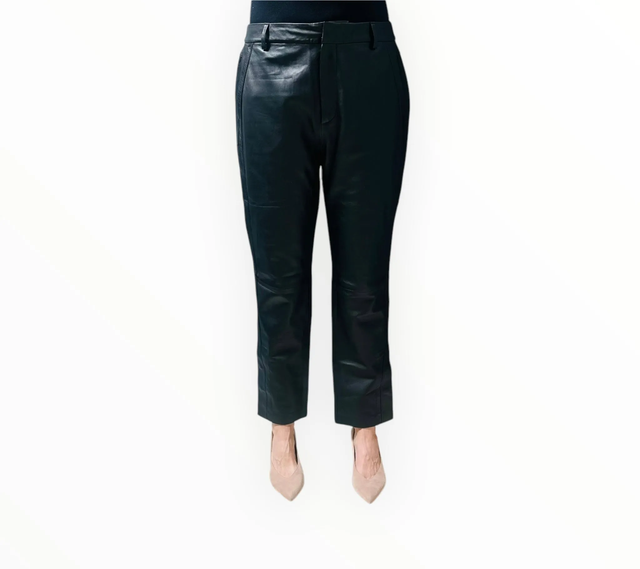 Scanlan Theodore Leather Pants with Press Studs - Black - Size 12