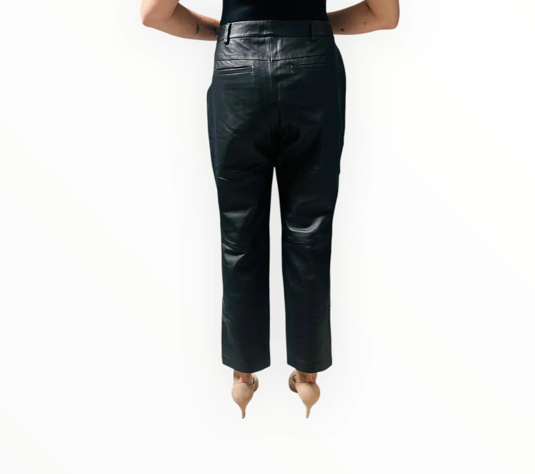 Scanlan Theodore Leather Pants with Press Studs - Black - Size 12