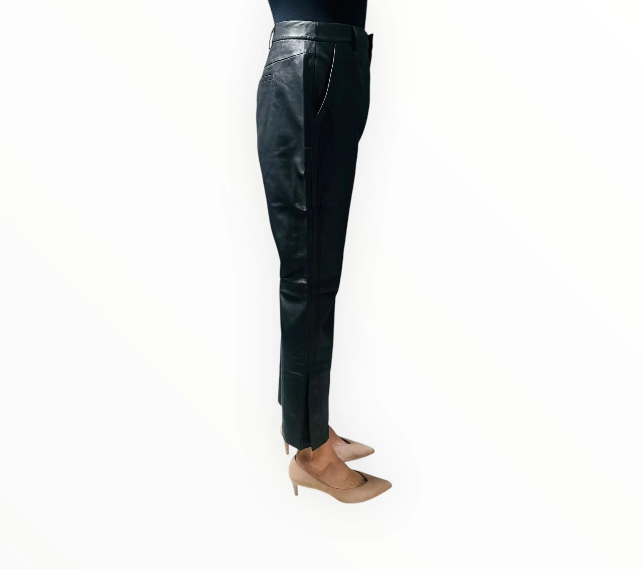 Scanlan Theodore Leather Pants with Press Studs - Black - Size 12