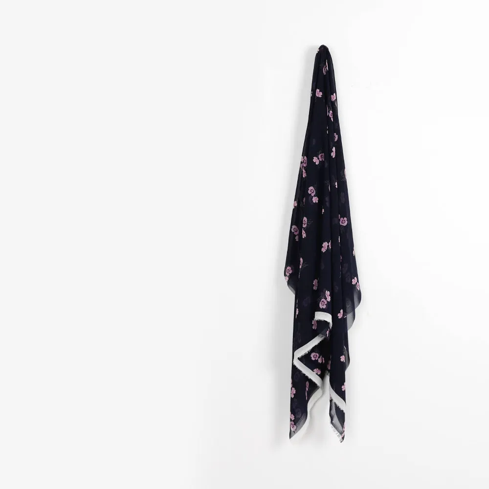 Scattered Pansy Georgette - Midnight