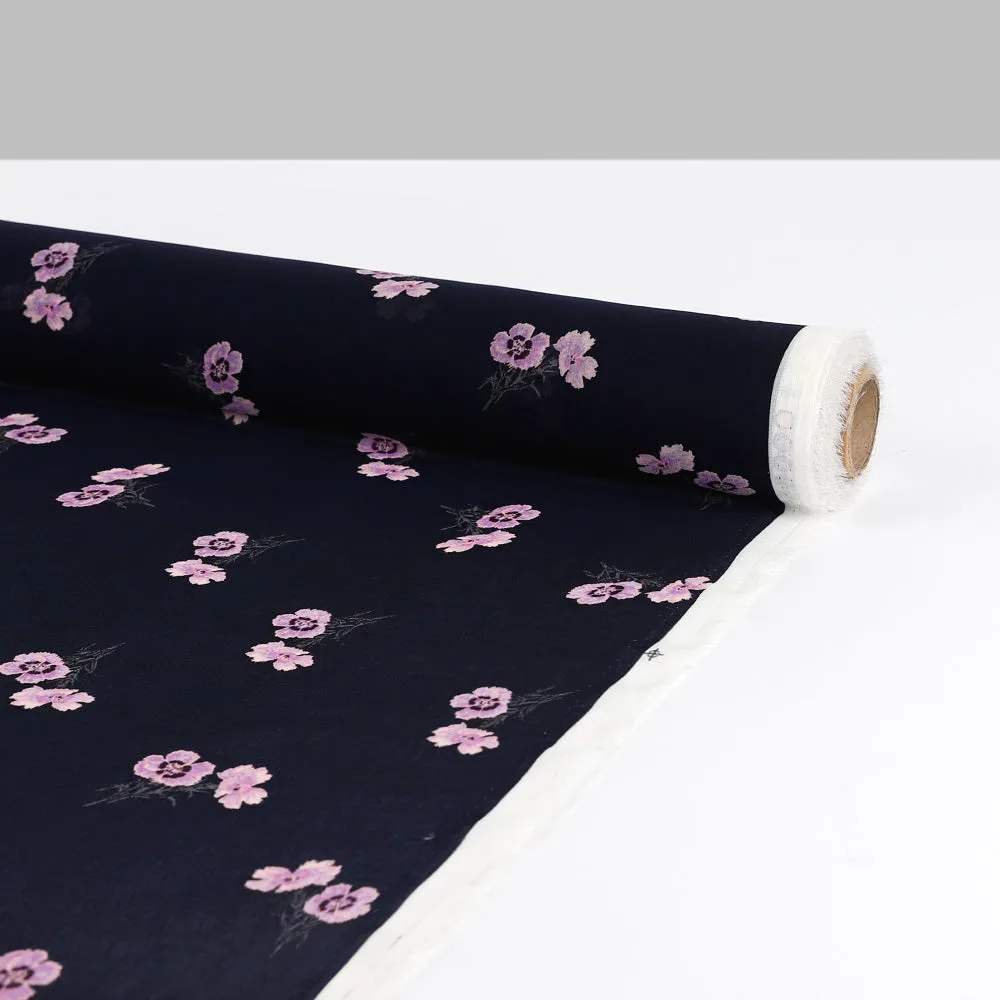 Scattered Pansy Georgette - Midnight