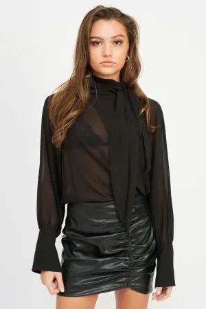 Sheer Top With Scarf Detail
