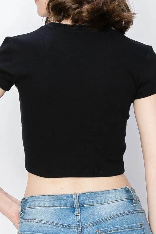 Short Sleeve Ribbed Crop Top – Lightweight and Stylish Design ZTRC200C76 $6.50Each