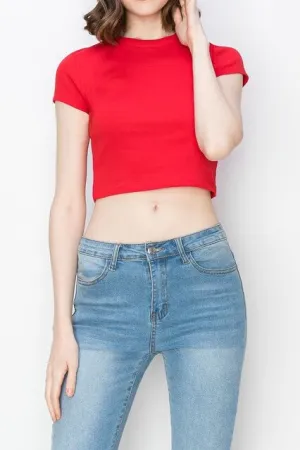 Short Sleeve Ribbed Crop Top – Lightweight and Stylish Design ZTRC200C76 $6.50Each