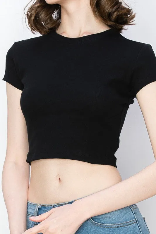 Short Sleeve Ribbed Crop Top – Lightweight and Stylish Design ZTRC200C76 $6.50Each