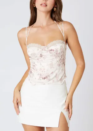 Sleeveless Halter Floral Corset