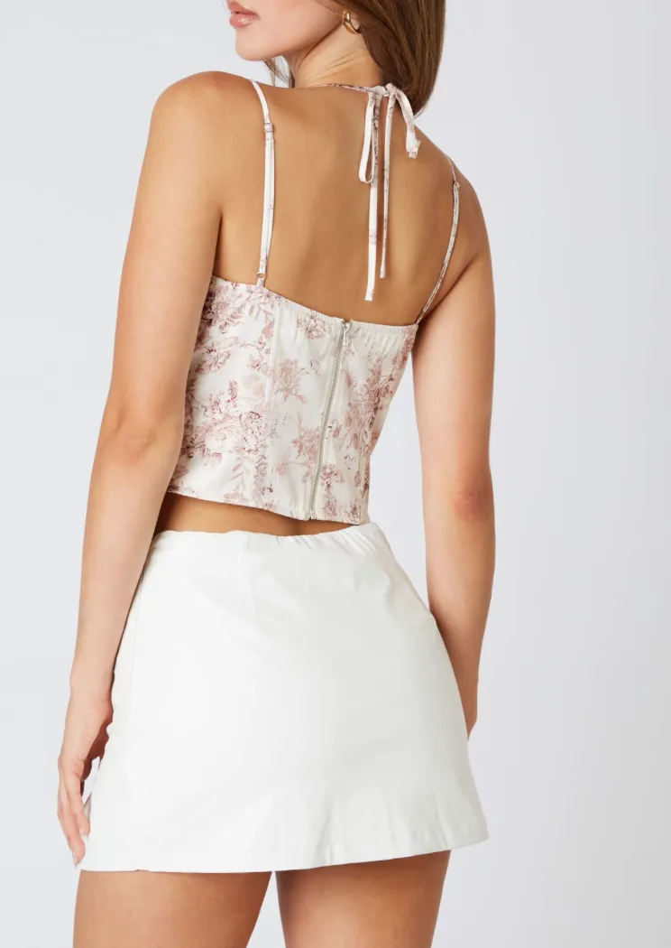 Sleeveless Halter Floral Corset