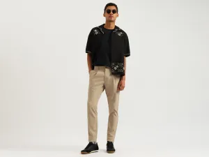 Solid Relaxed Fit Pleated Trousers