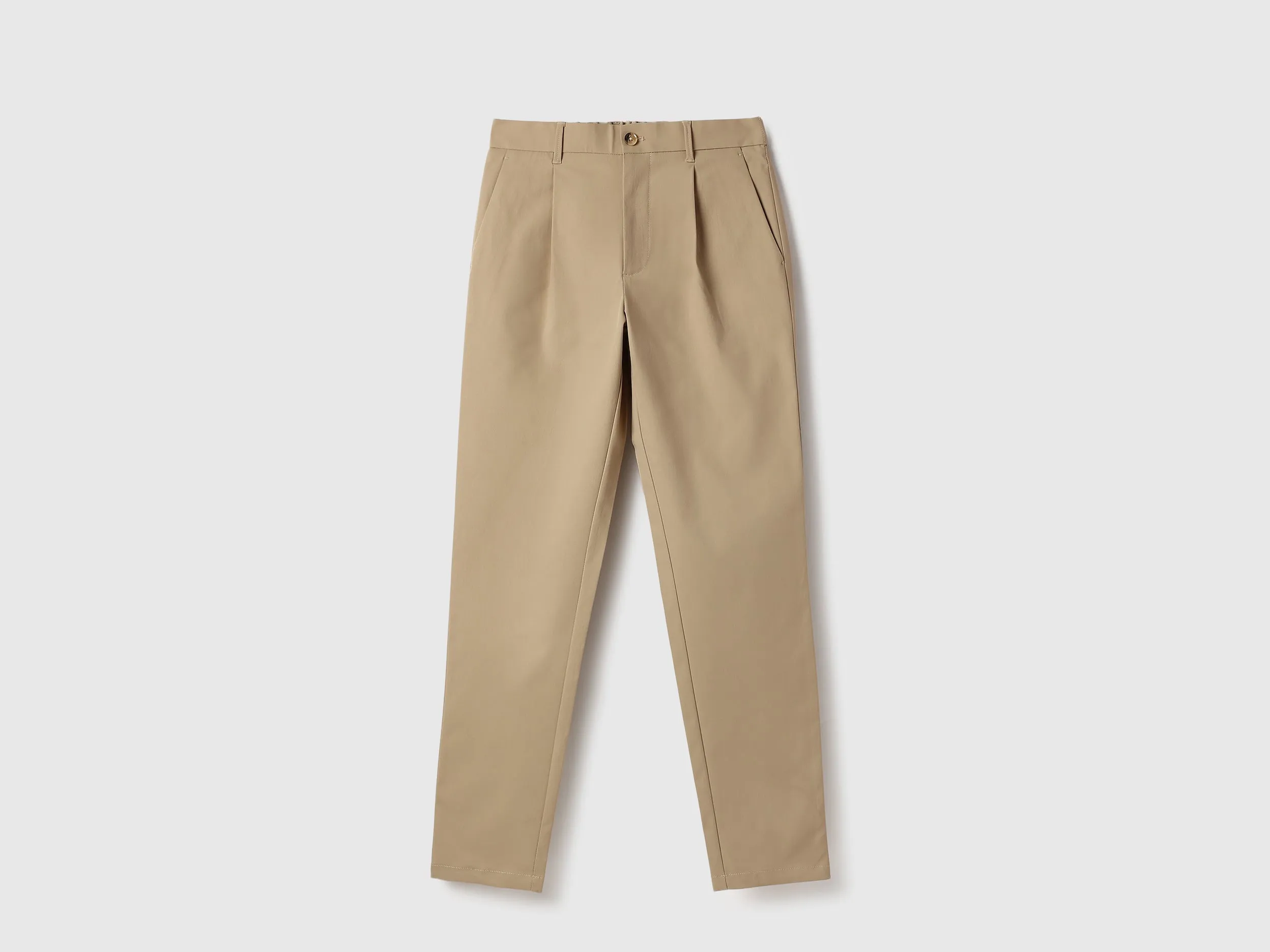Solid Relaxed Fit Pleated Trousers