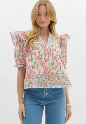 Spring Mixed Floral Blouse