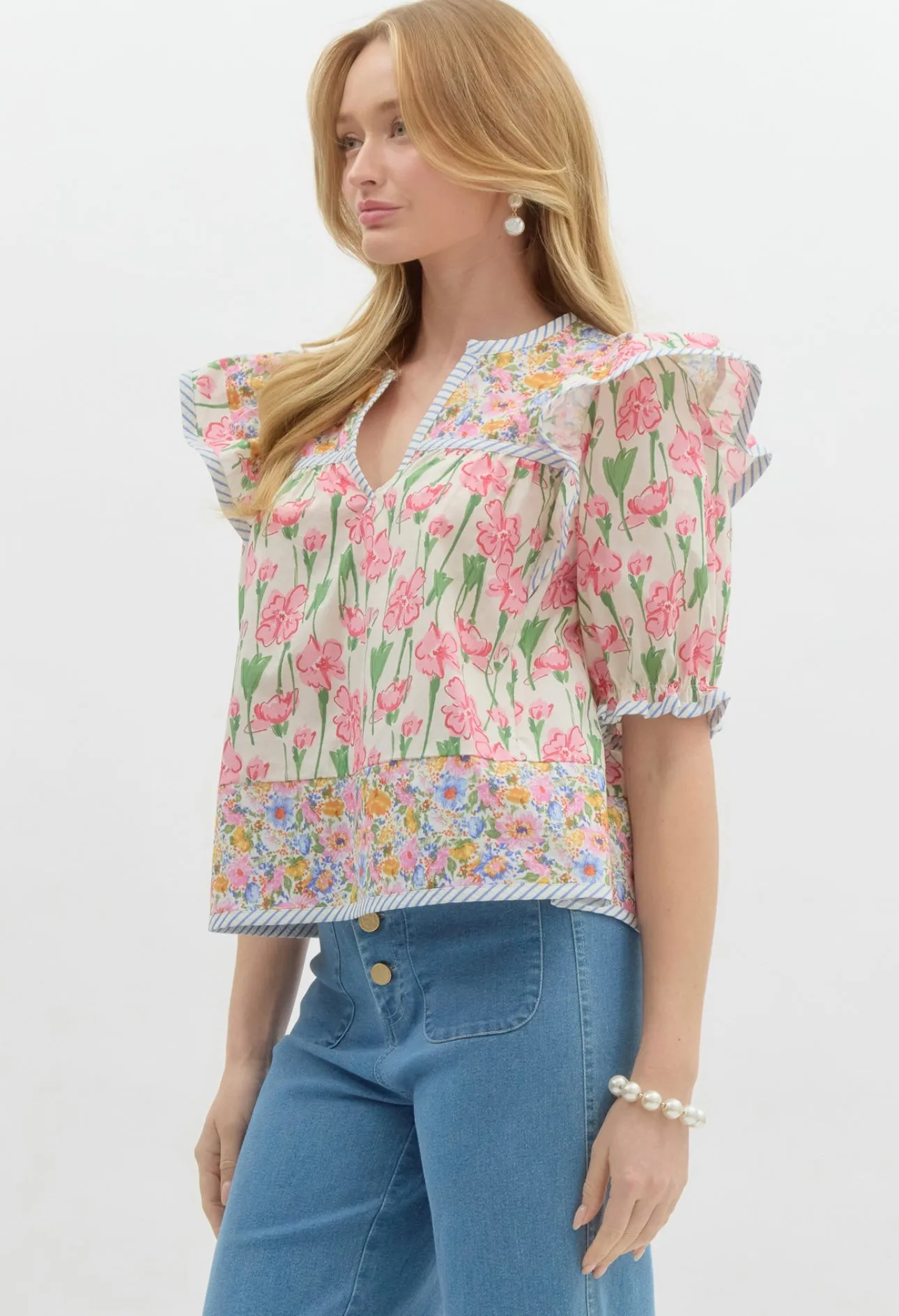 Spring Mixed Floral Blouse