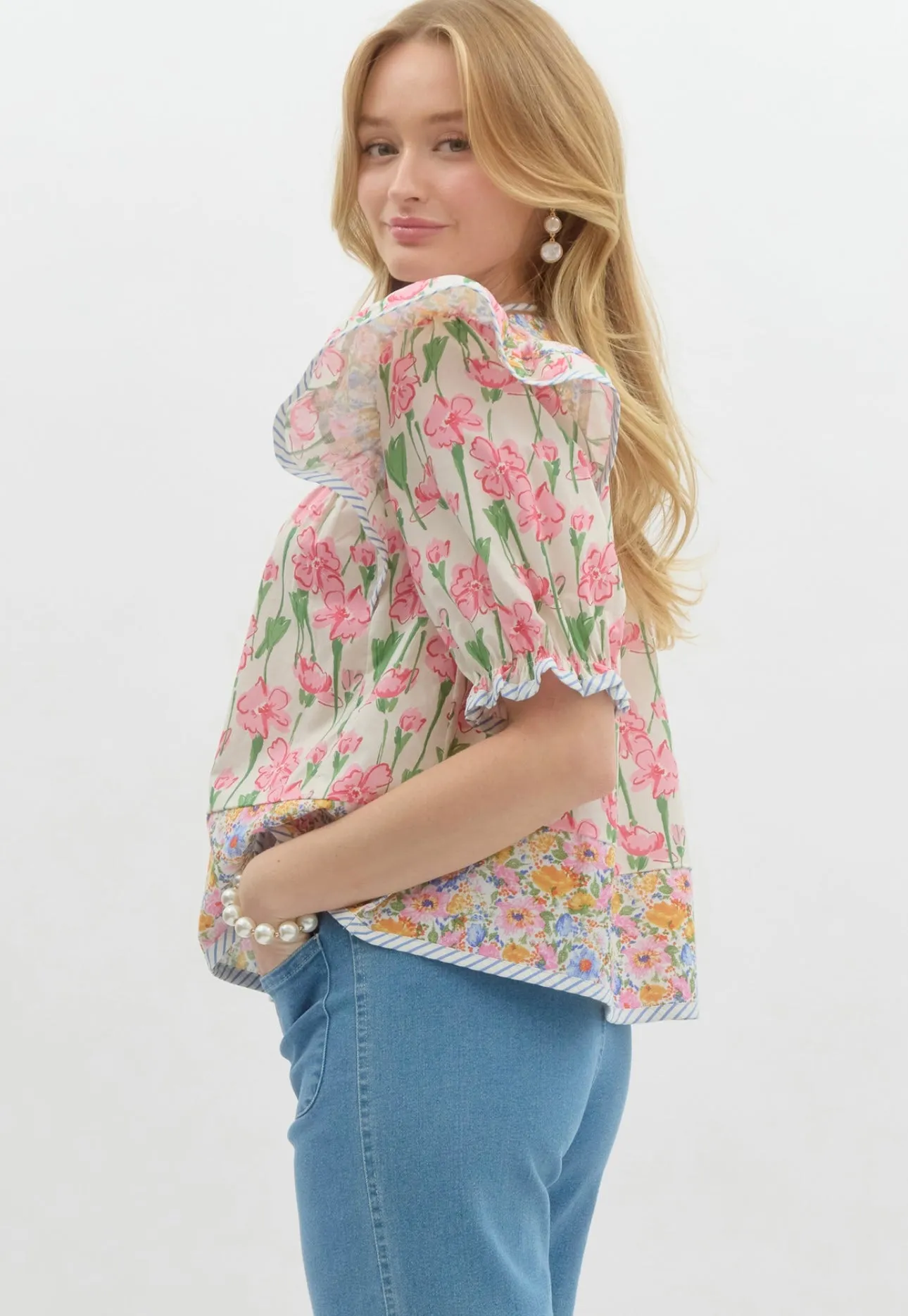 Spring Mixed Floral Blouse