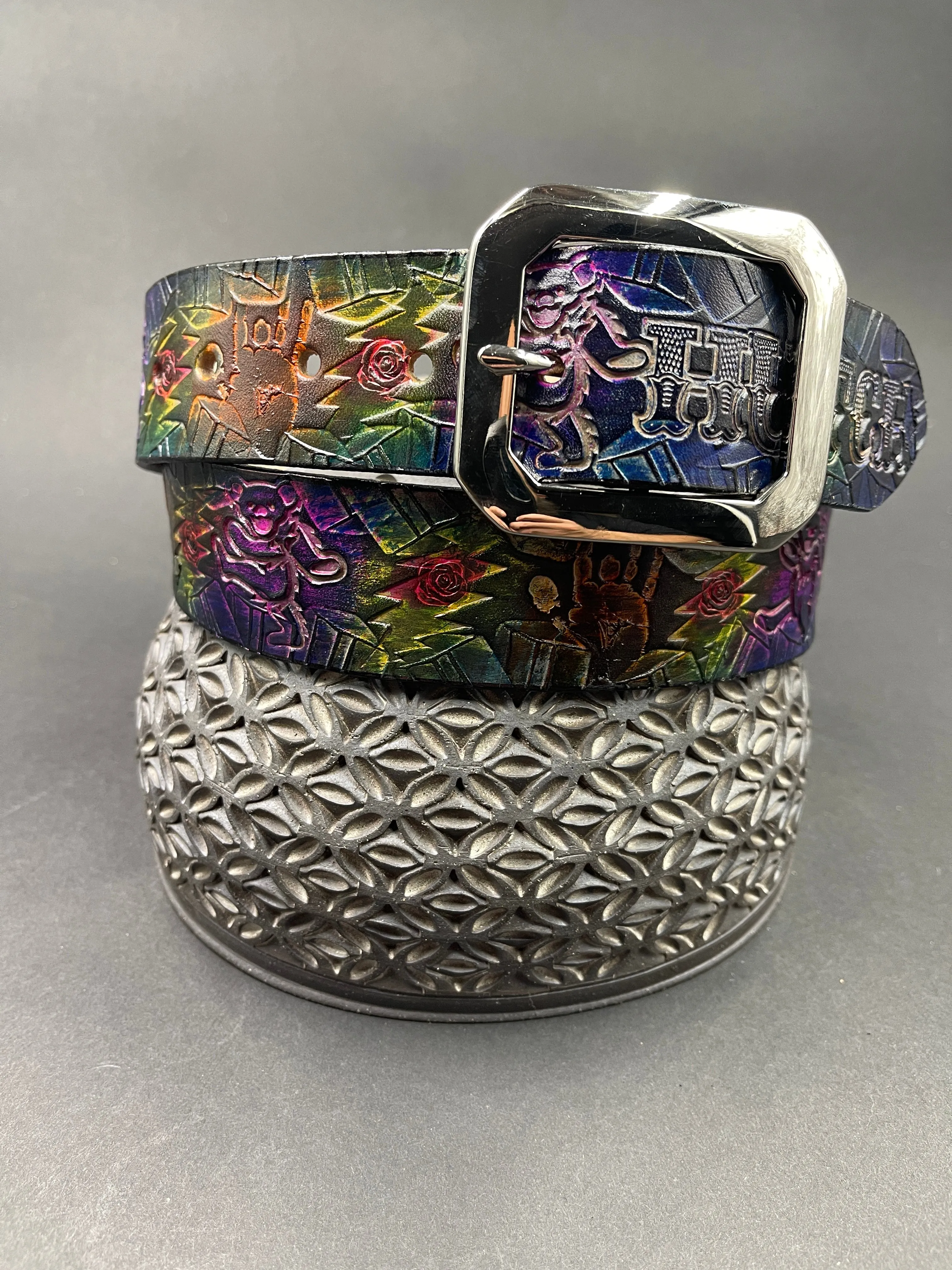 Stamped Leather Belt - Grateful Jerry Hand