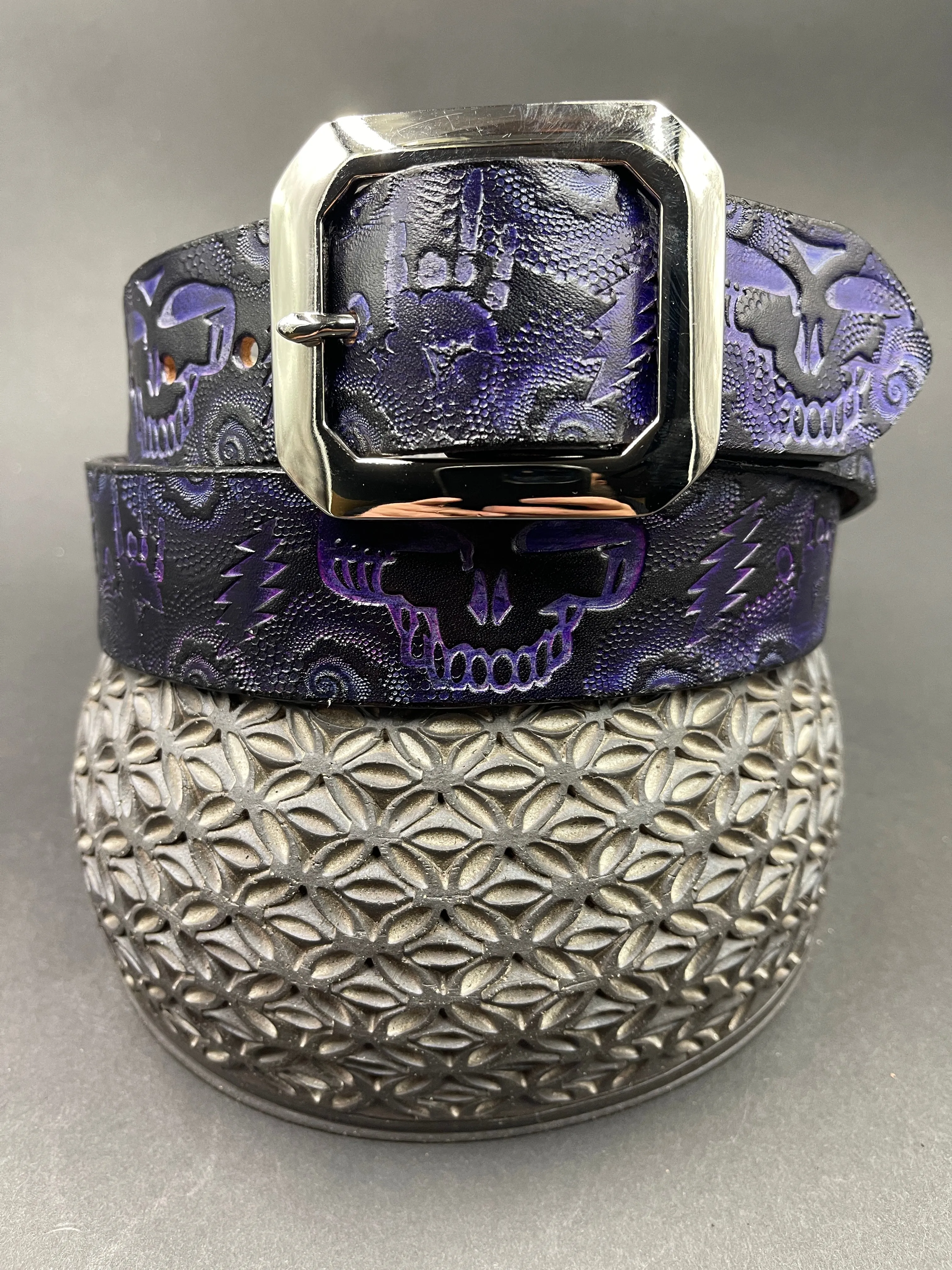 Stamped Leather Belt - Grateful Jerry Hand