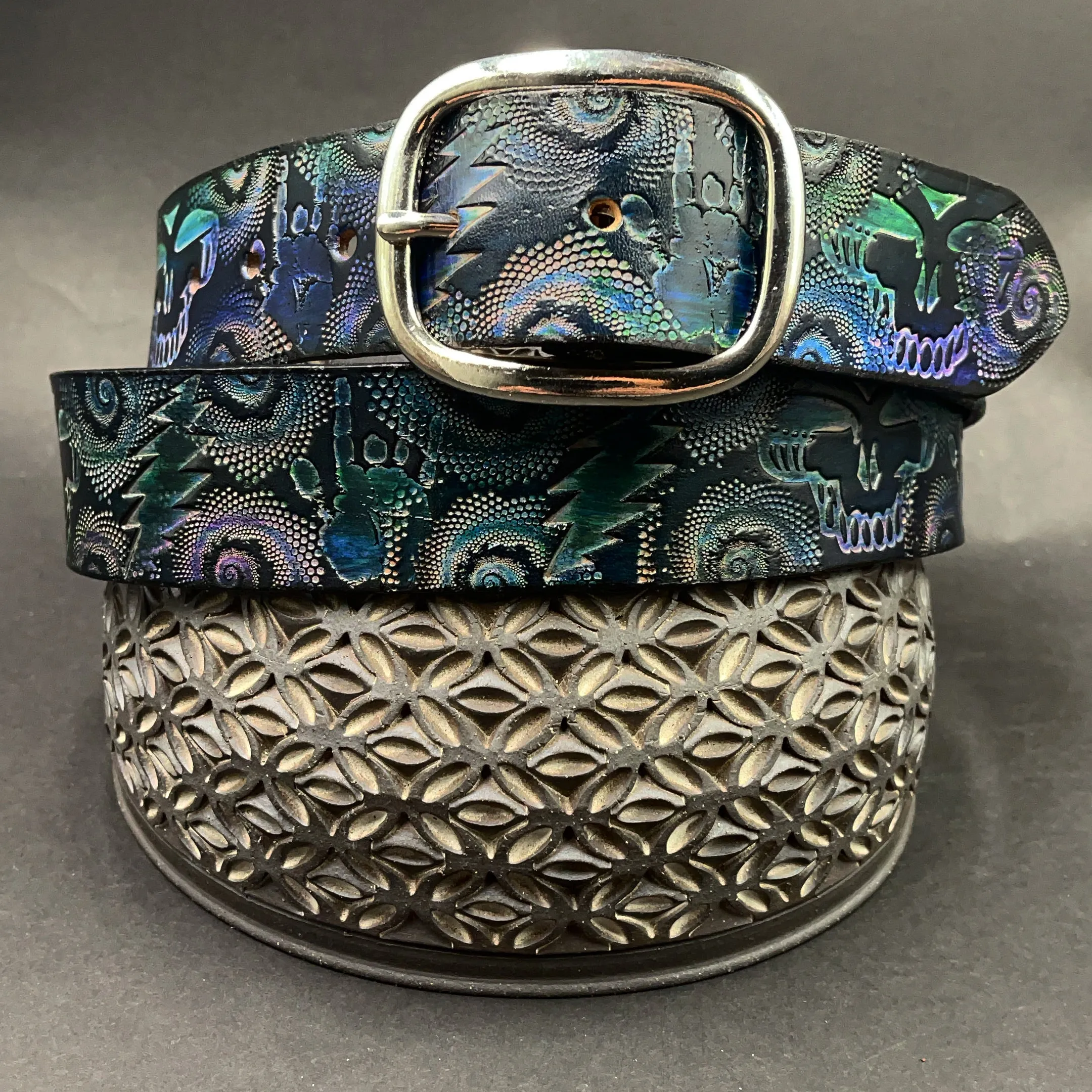 Stamped Leather Belt - Grateful Jerry Hand