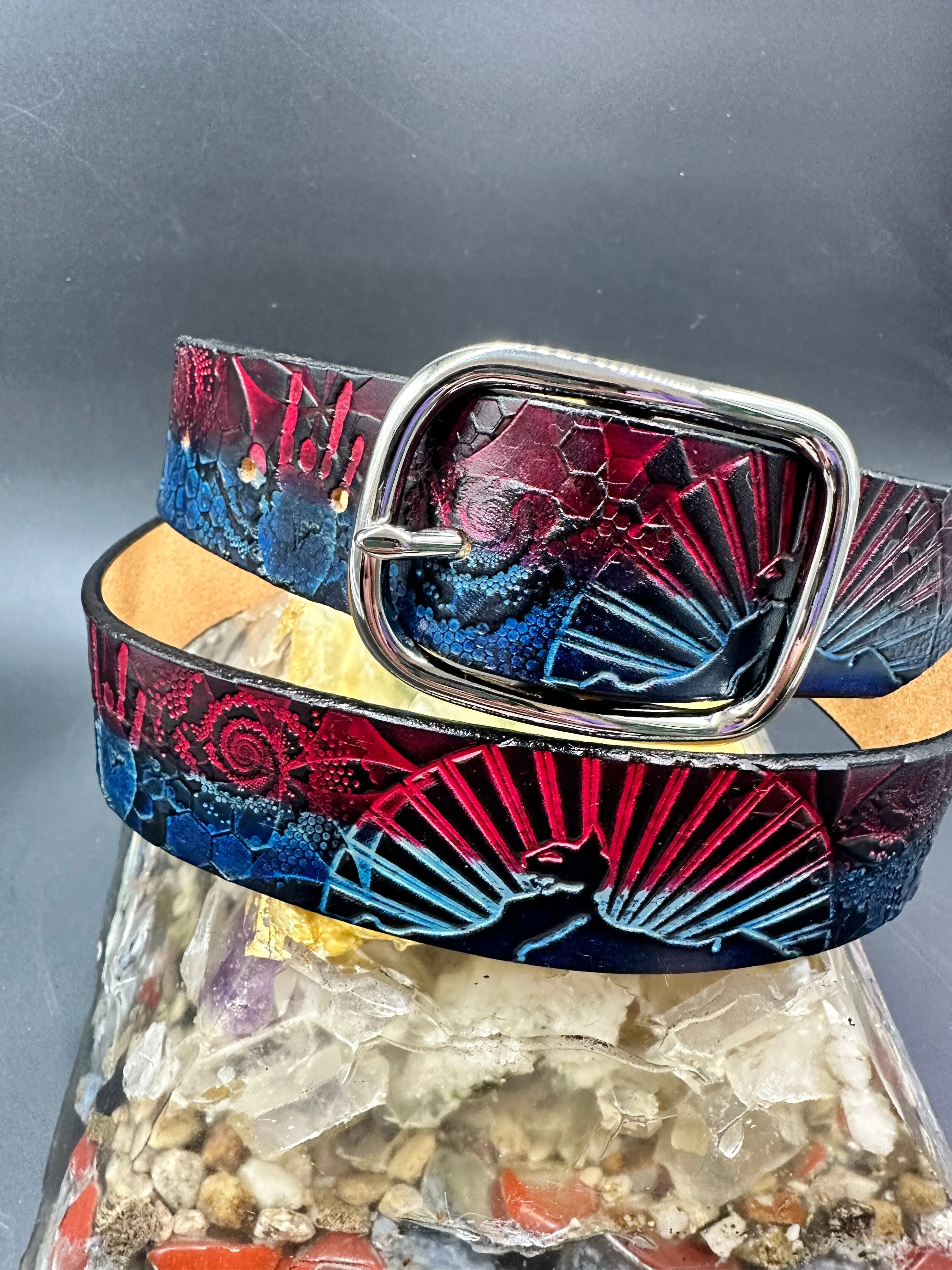 Stamped Leather Belt - Grateful Jerry Hand