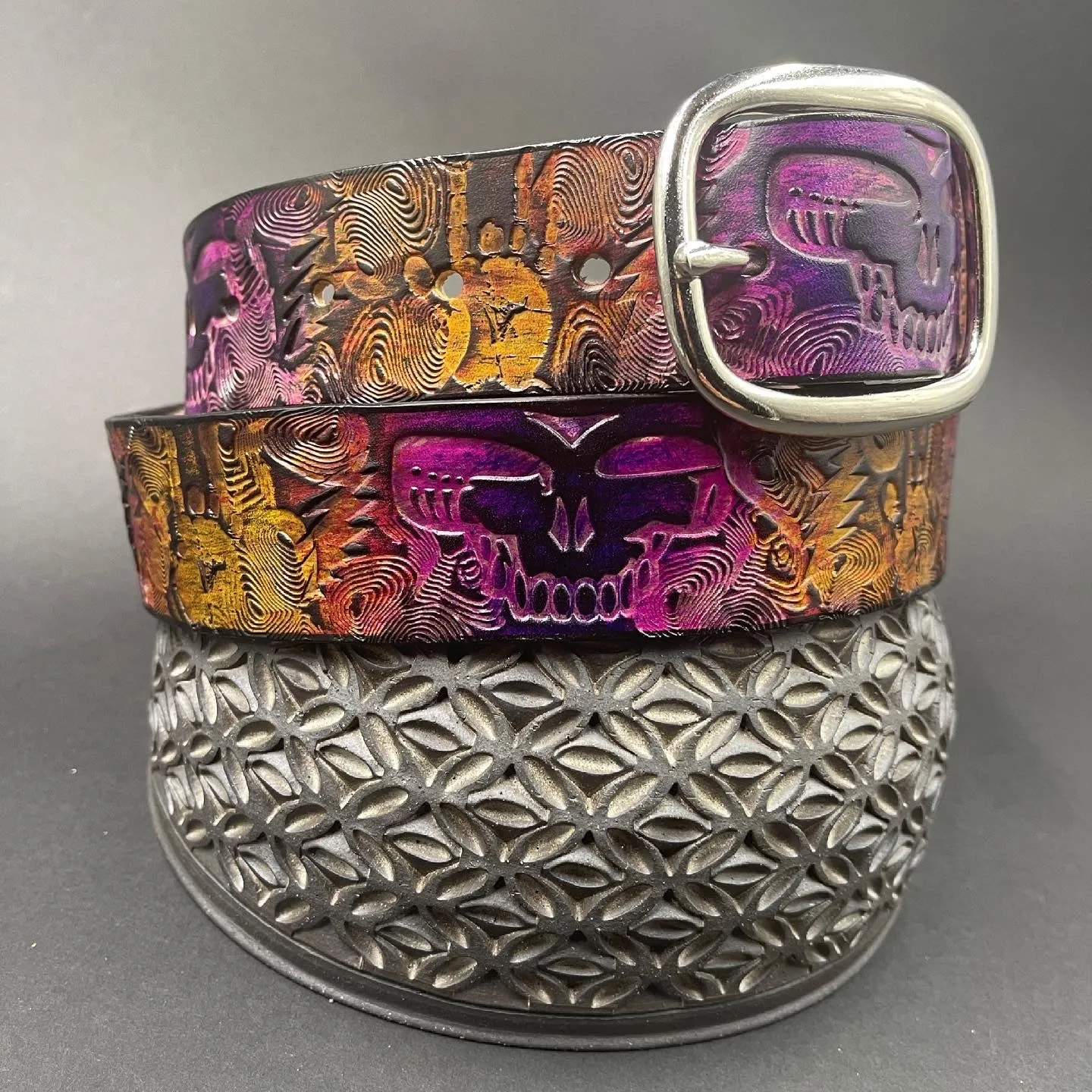 Stamped Leather Belt - Grateful Jerry Hand