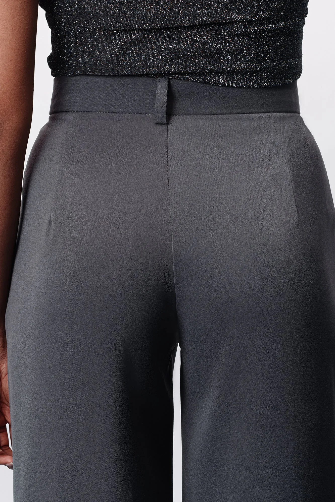 Star Grey Double Pleated Straight Korean Pants