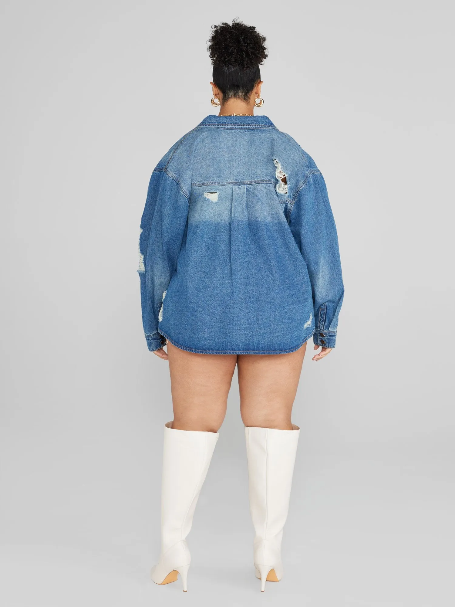 Stella Destructed Button-Down Denim Shirt