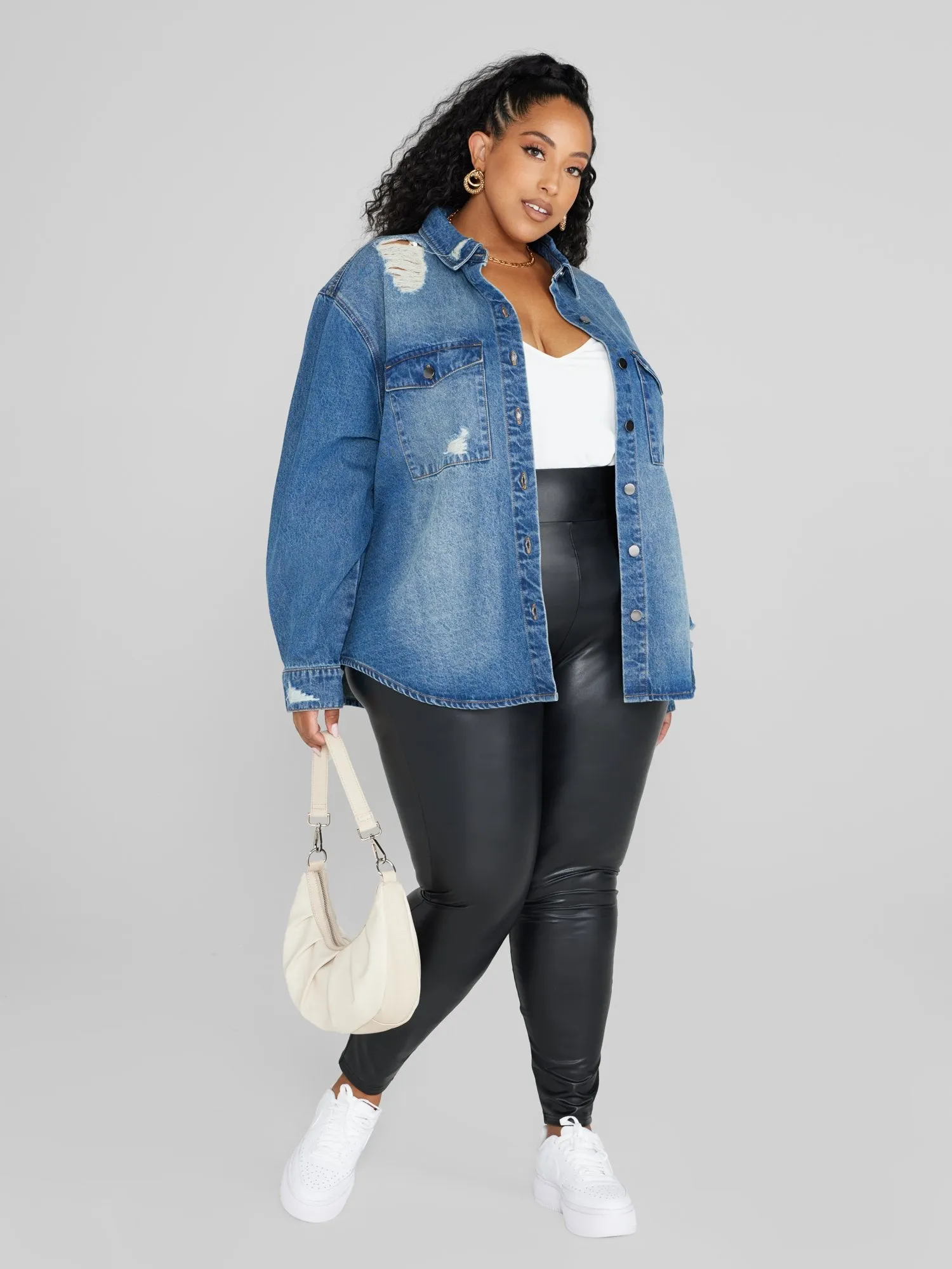 Stella Destructed Button-Down Denim Shirt