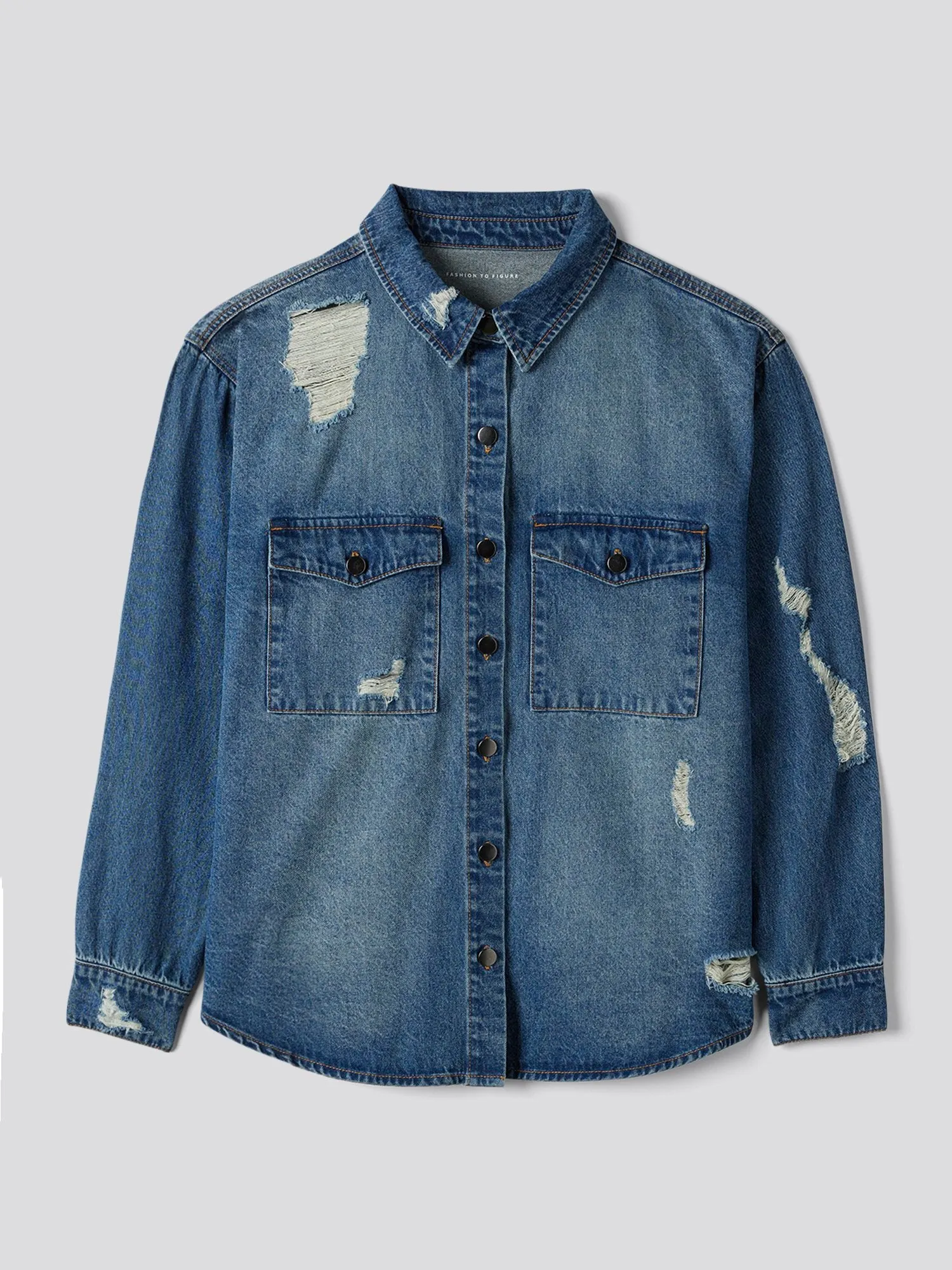 Stella Destructed Button-Down Denim Shirt