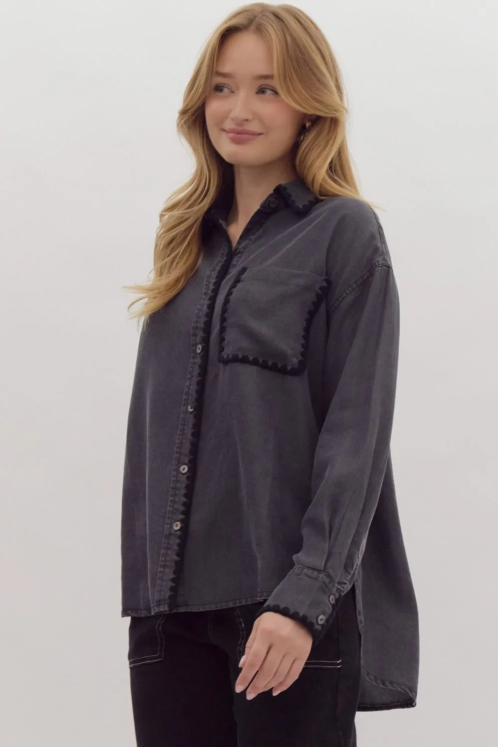 Stephanie Black Chambray Shirt