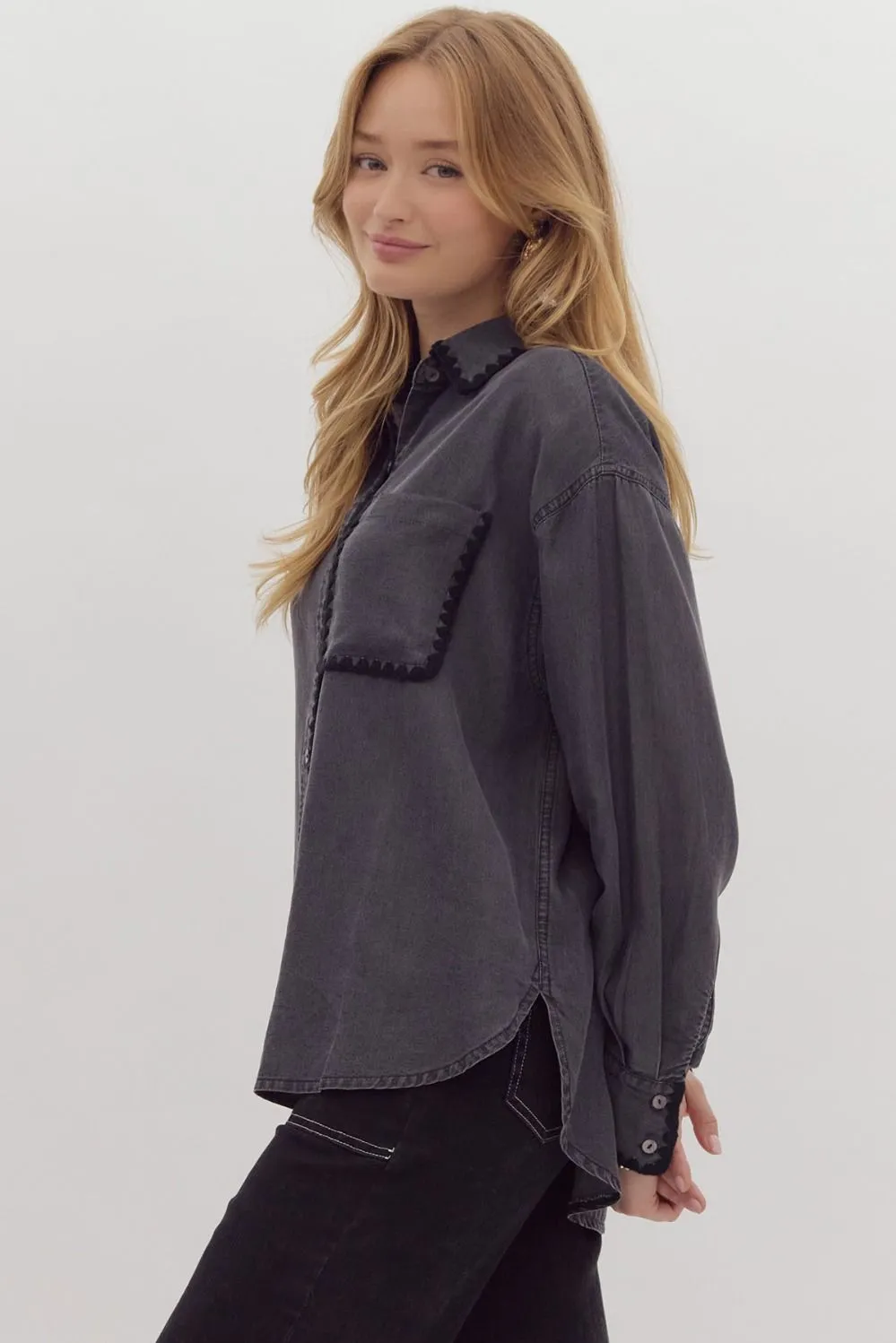 Stephanie Black Chambray Shirt