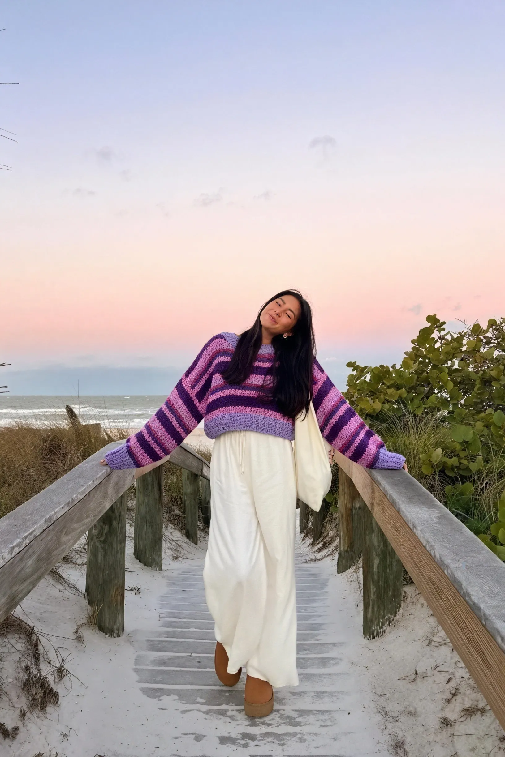 Striped Cropped Knit Sweater