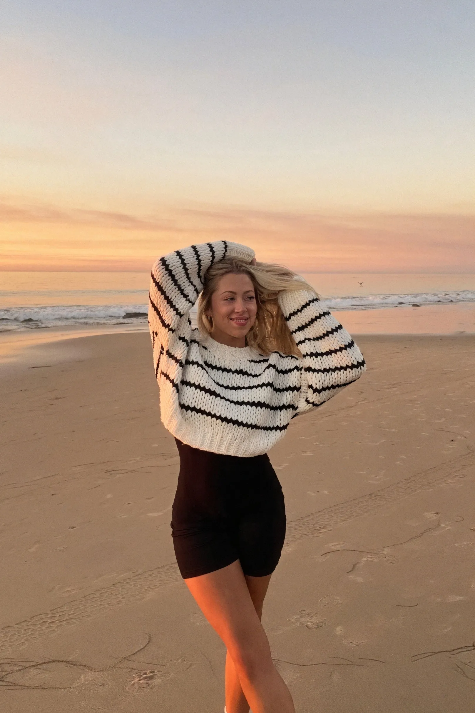 Striped Cropped Knit Sweater
