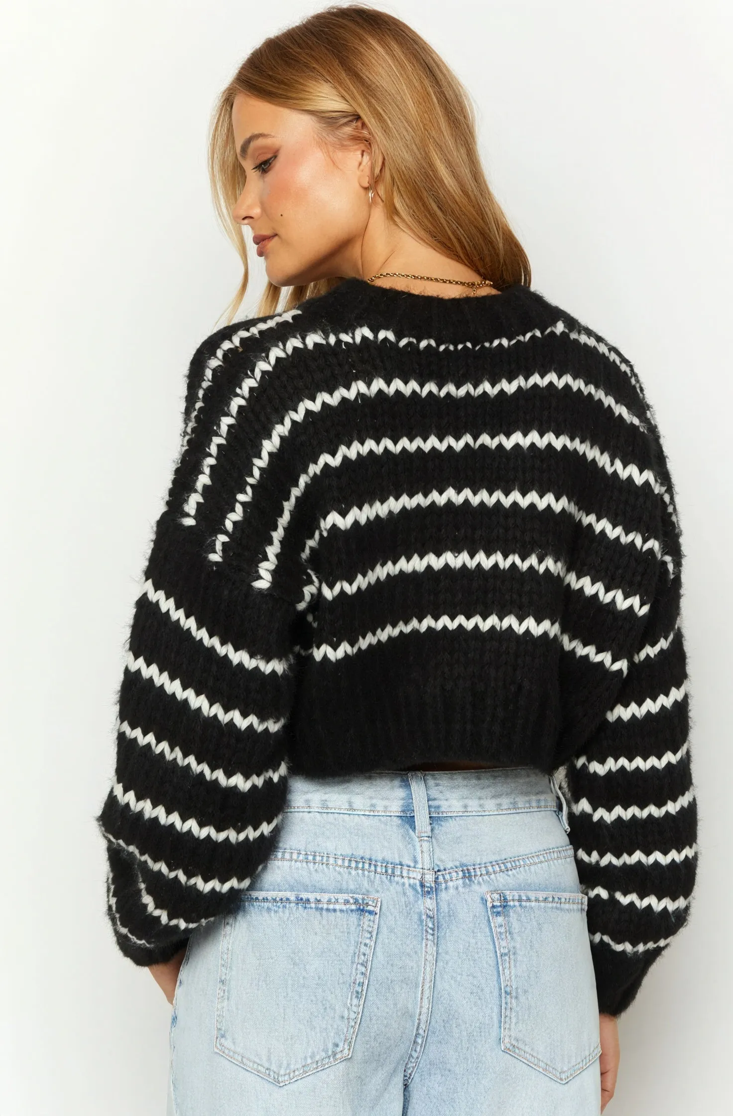 Striped Cropped Knit Sweater