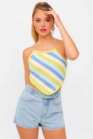 Stripes Knit Cropped Top