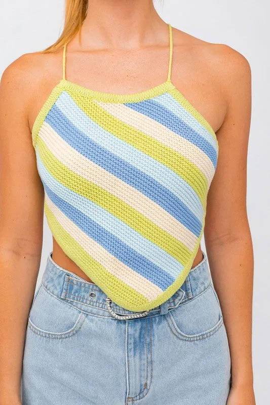 Stripes Knit Cropped Top