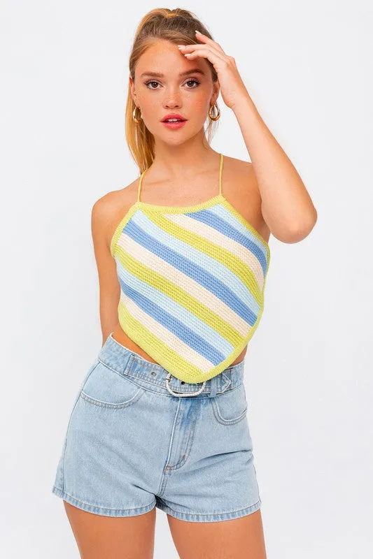 Stripes Knit Cropped Top