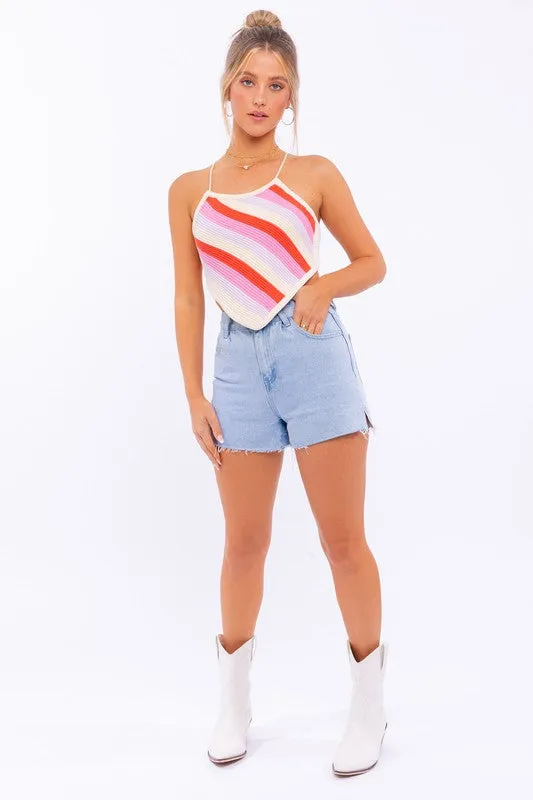 Stripes Knit Cropped Top