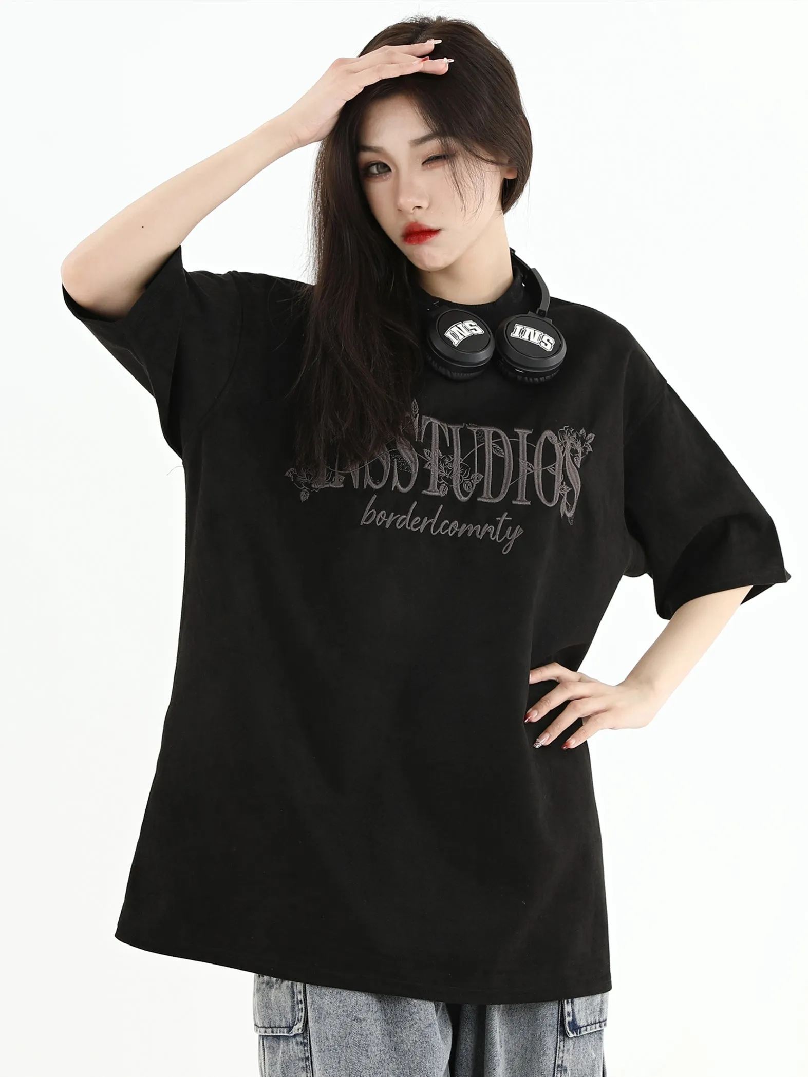 Sueded Embroidered T-Shirt
