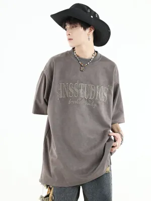 Sueded Embroidered T-Shirt