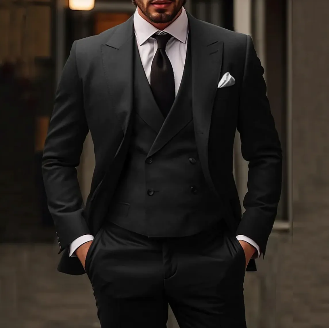 Suit Master™ | Men's 3-Piece Suit | Solid Business Blazer, Vest & Trousers, Tailored Fit
