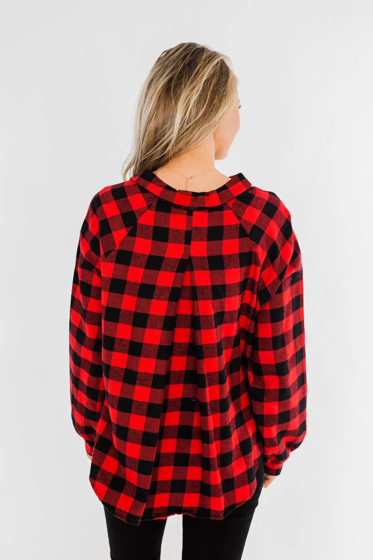 Takes Me Back Front Tie Plaid Top- Buffalo Plaid