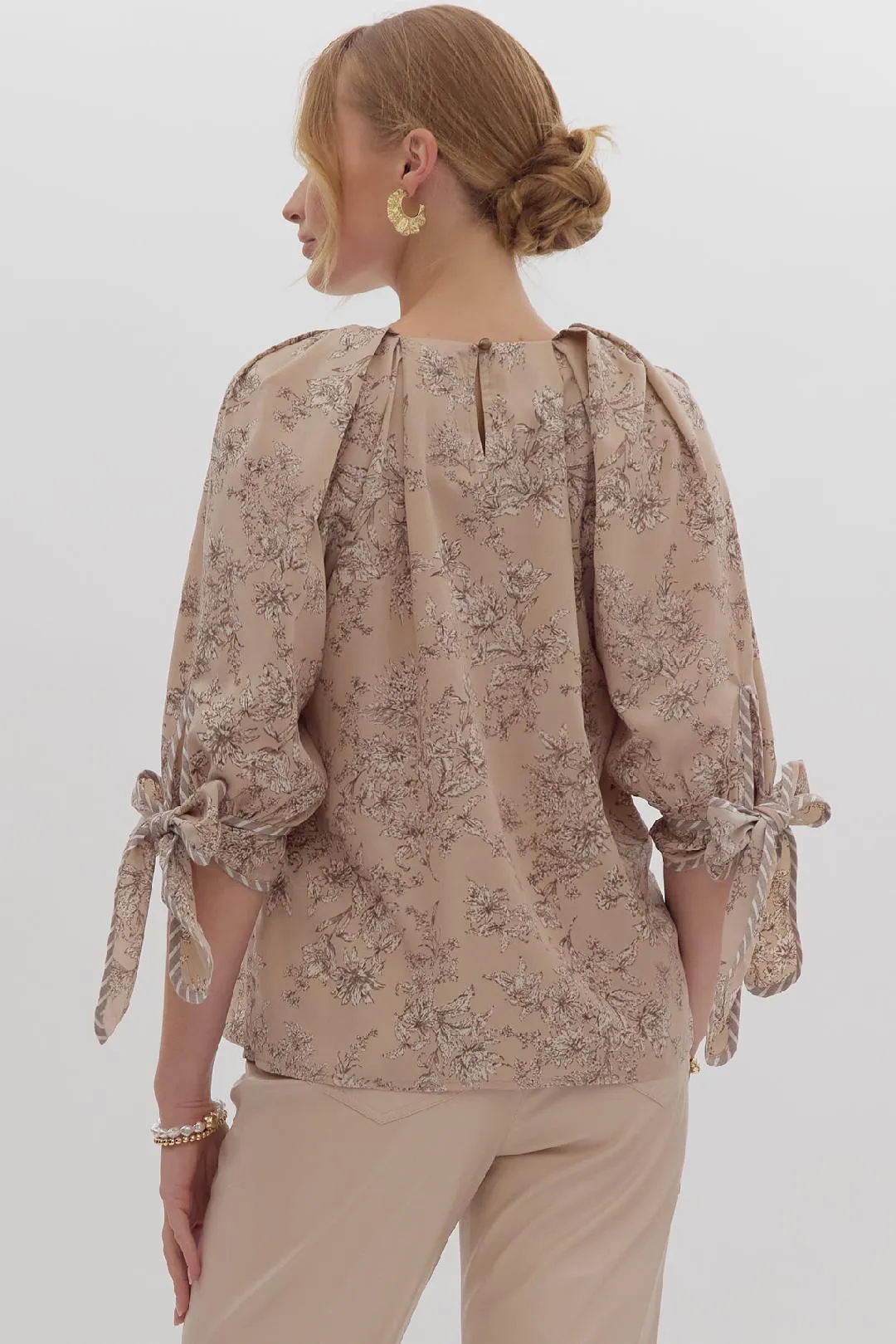Taupe Floral Blouse