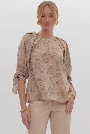 Taupe Floral Blouse