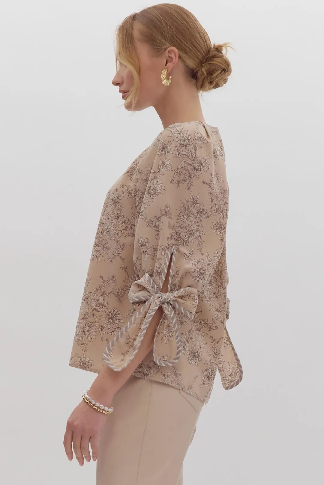 Taupe Floral Blouse