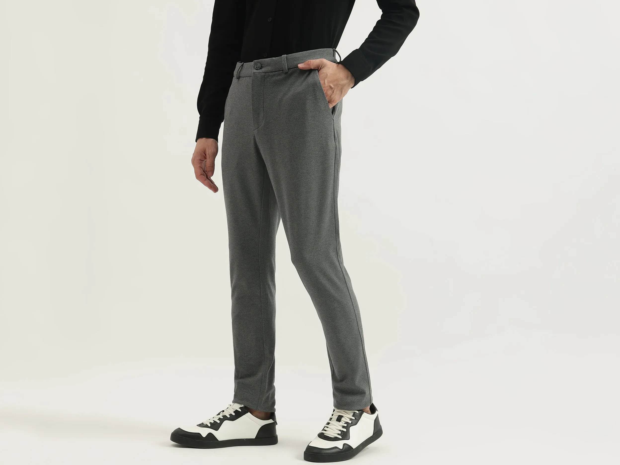 Textured Slim Fit Trousers