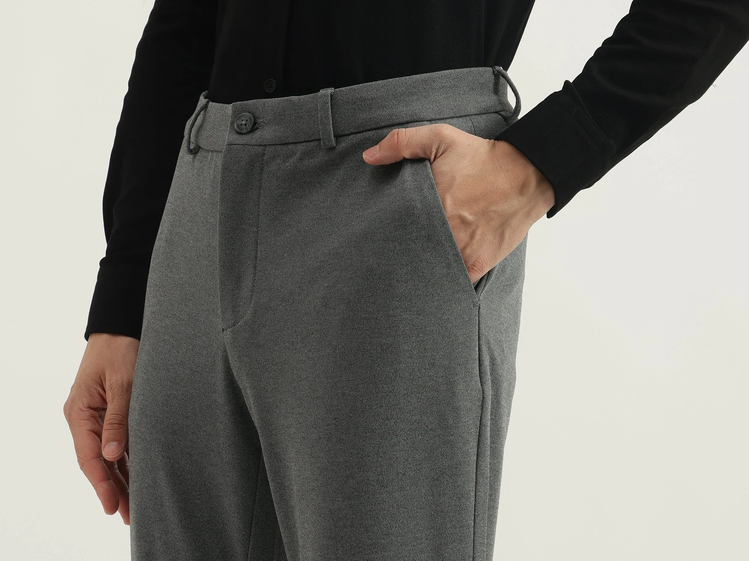 Textured Slim Fit Trousers