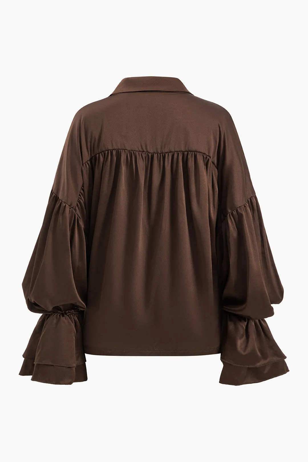 Thea - Sleek Buttoned Satin Woman's Long Sleeve Shirt