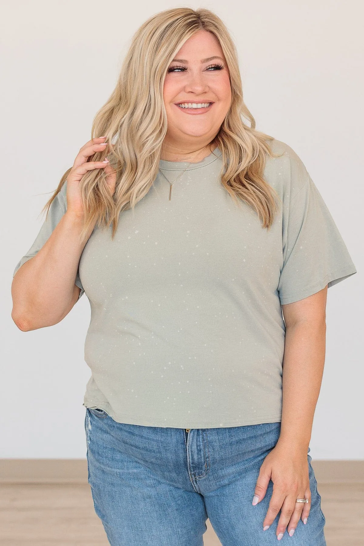 Thread & Supply One For All Speckled Top- Dusty Sage