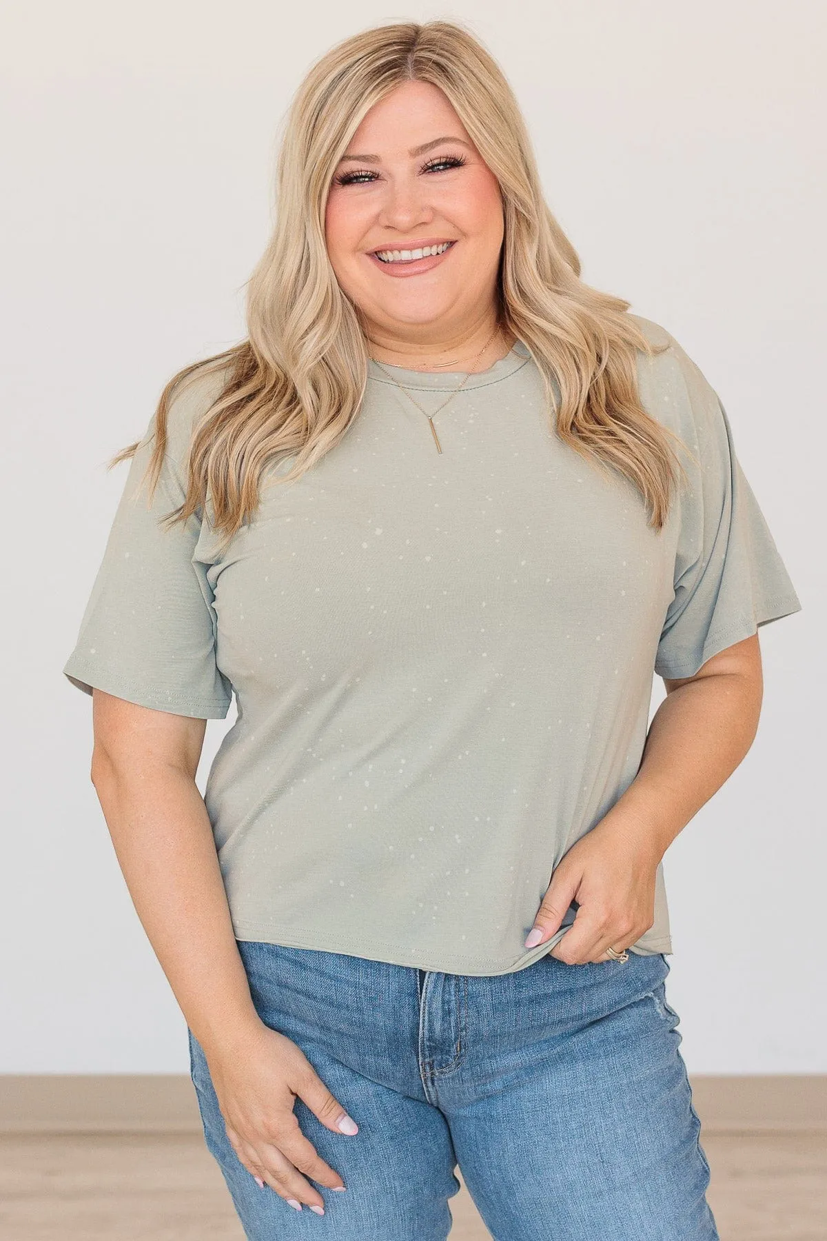 Thread & Supply One For All Speckled Top- Dusty Sage
