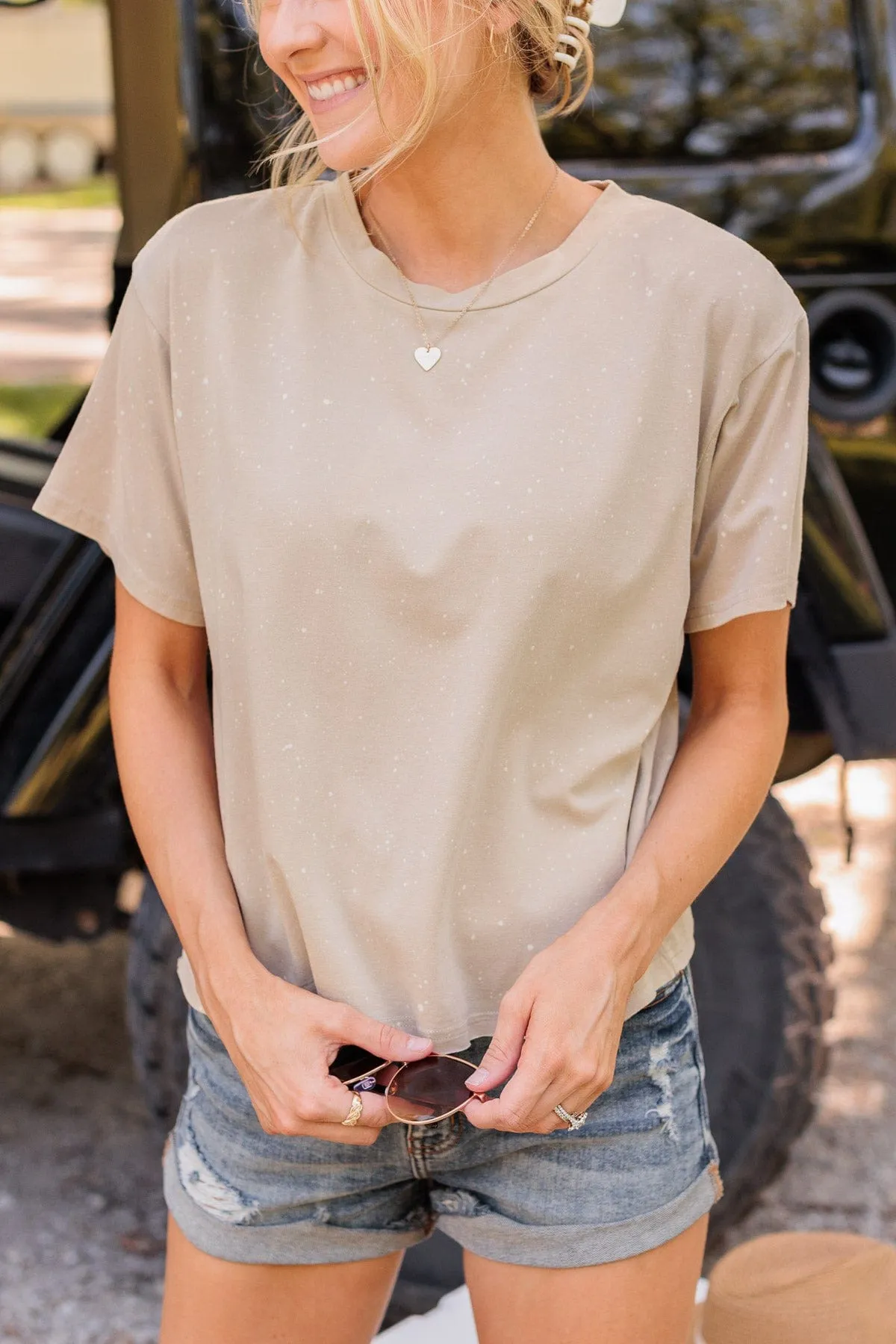 Thread & Supply One For All Speckled Top- Taupe