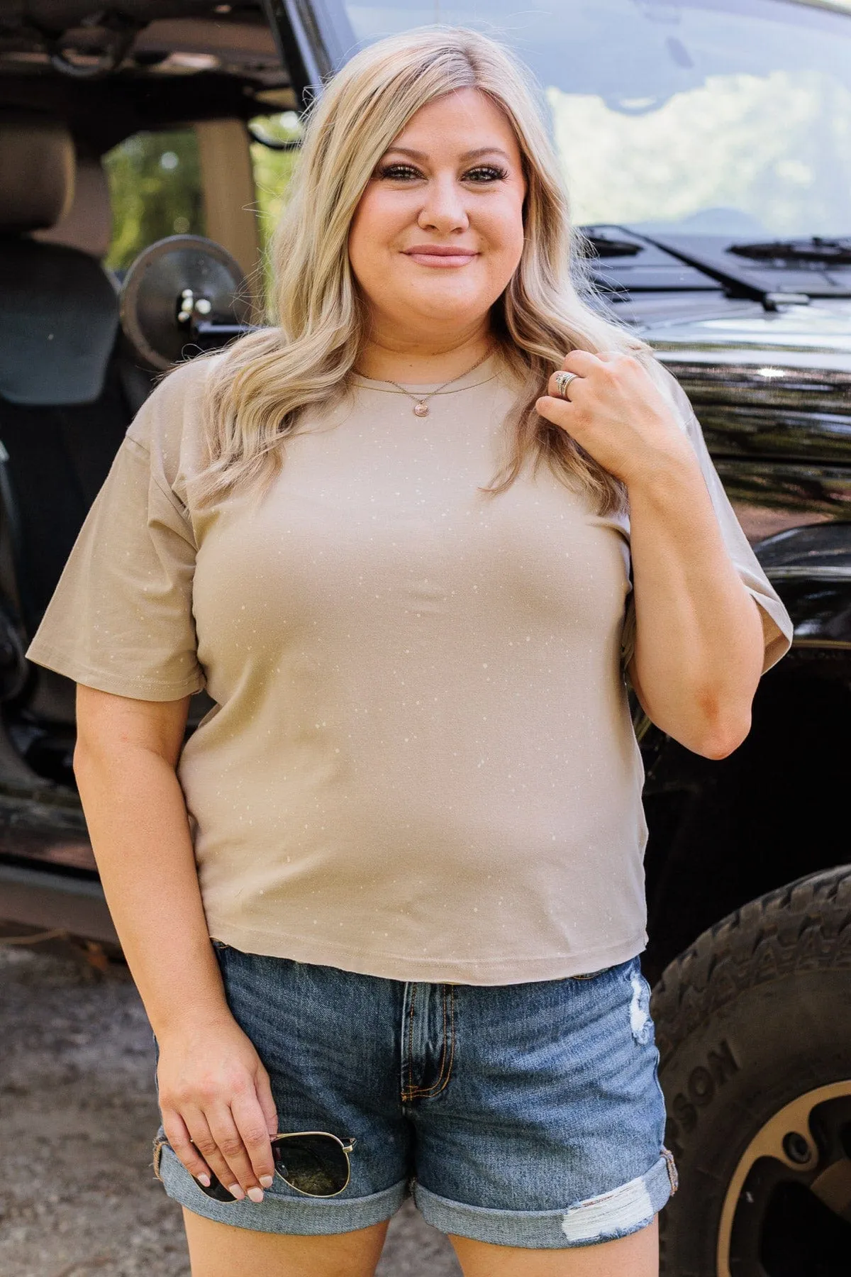 Thread & Supply One For All Speckled Top- Taupe